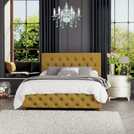 LLB Luna Velvet Superking Ottoman Bedframe Ochre, UK version