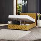 LLB Luna Velvet Superking Ottoman Bedframe Ochre, UK version