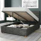 Aspire Kelly Linen Double Ottoman Bedframe - Granite