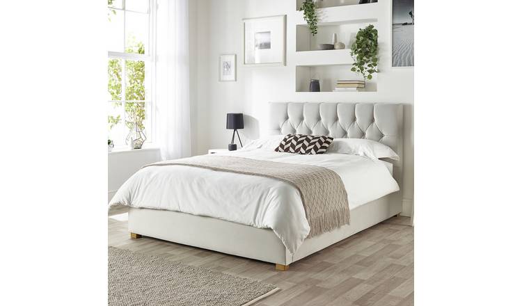CL Boutique Velvet Kingsize Ottoman Bedframe Light Silver - British product