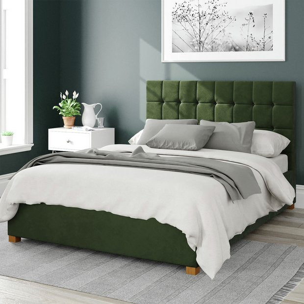 Aspire Sinatra velvet superking ottoman bedframe in forestgreen - British product