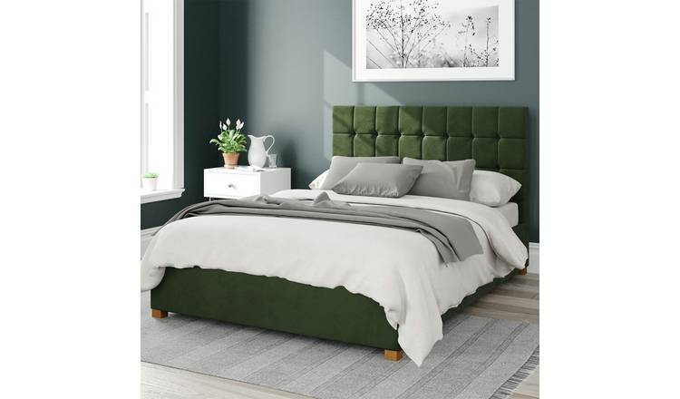 Aspire Sinatra velvet superking ottoman bedframe in forestgreen - British product