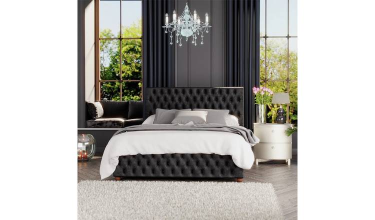 LLB Seren Velvet Ottoman Bedframe Black Superking, UK version
