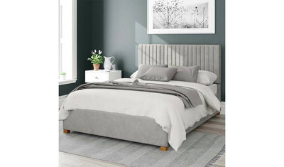 Aspire Grant Velvet Light Silver Kingsize Ottoman Bedframe