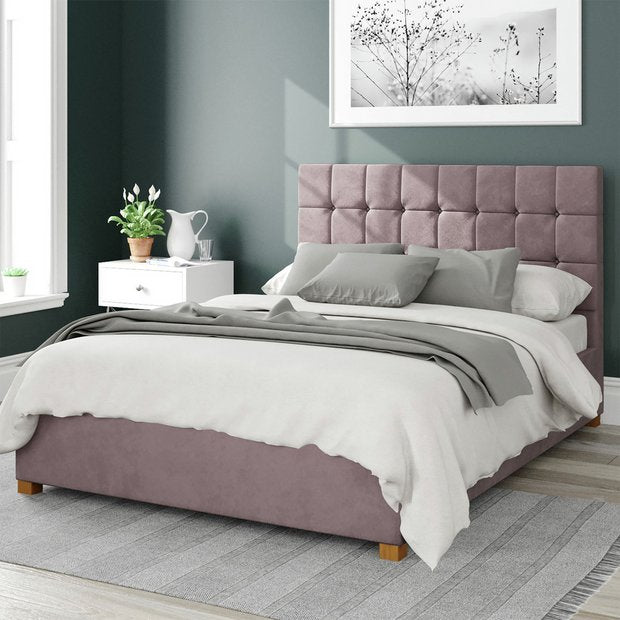 Aspire velvet kingsize ottoman bed frame blush - British product