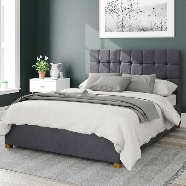 Aspire Sinatra Velvet Ottoman Bedframe Steel Kingsize - British product
