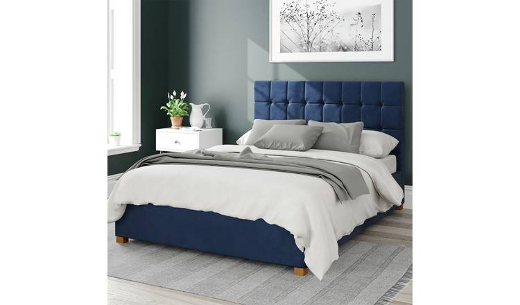 Aspire Sinatra velvet kingsize Ottoman bedframe in navy - British product