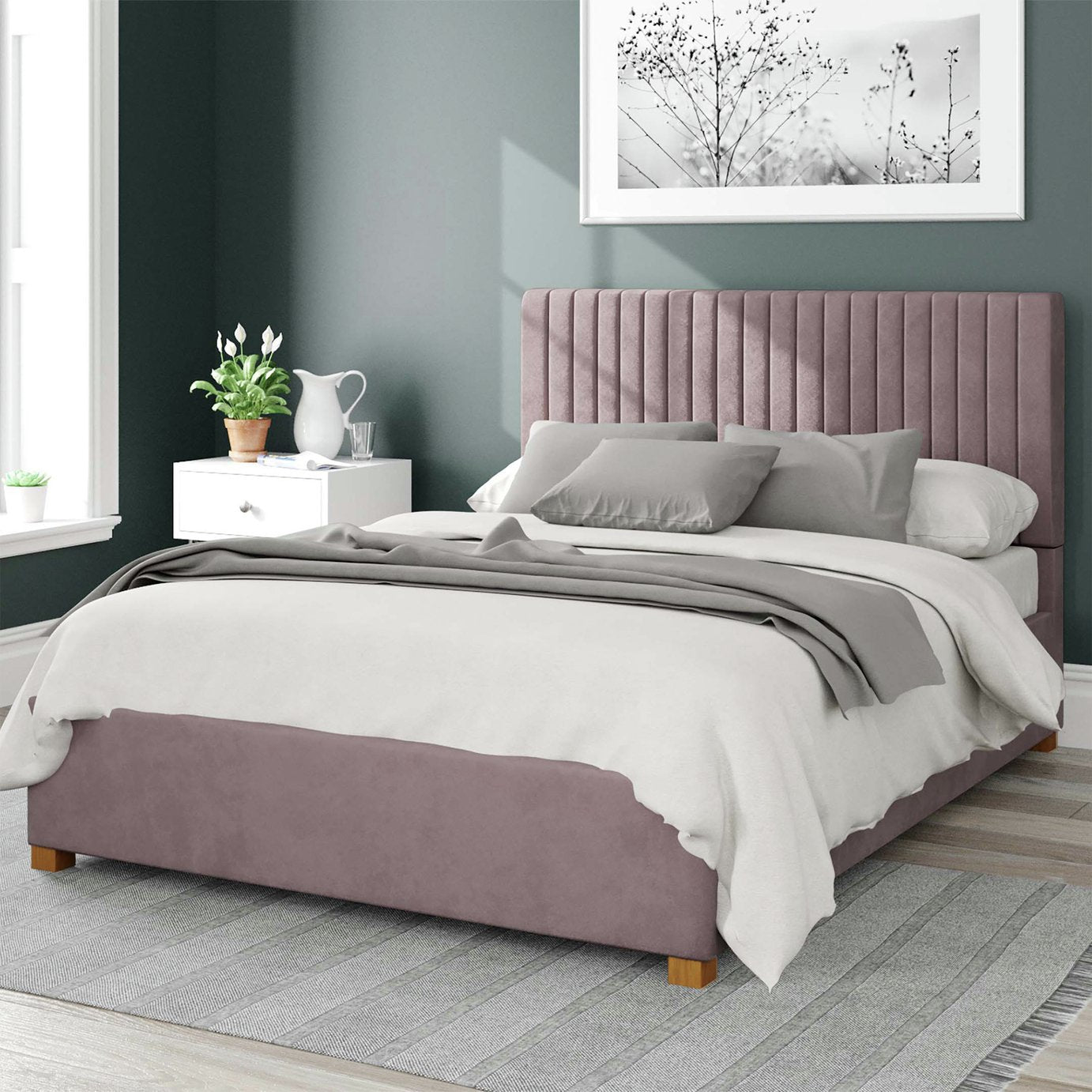 Aspire Grant Double Ottoman Bedframe in Blush - British product