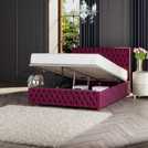 LLB Seren Velvet Small Double Ottoman Bedframe - Berry