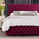 LLB Seren Velvet Superking Ottoman Bedframe in Berry, UK version