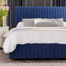 LLB Estella velvet ottoman bedframe navy double, UK version