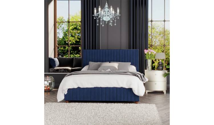 LLB Estella Velvet Ottoman Bedframe Navy Kingsize, UK version