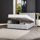 LLB Estella Velvet Kingsize Ottoman Bedframe Silver, UK version
