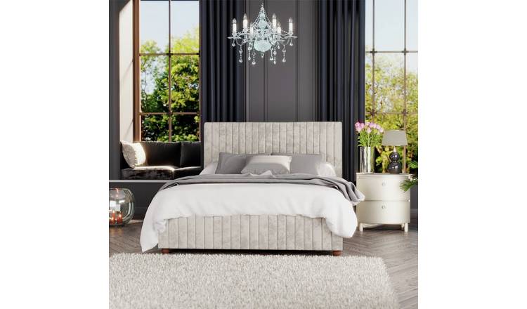 LLB Estella Velvet Double Ottoman Bedframe Pearl, UK version