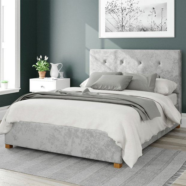 Aspire Velvet Kingsize Ottoman Bedframe Silver - British product