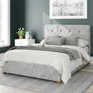 Aspire Presley velvet superking ottoman bedframe in silver - British product