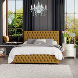 LLB Seren Velvet Small Double Ottoman Bedframe in Ochre, UK version