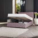 LLB Seren Velvet Double Ottoman Bedframe in Blush, UK version