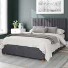 Aspire Grant Velvet Double Ottoman Bedframe in Steel - British product