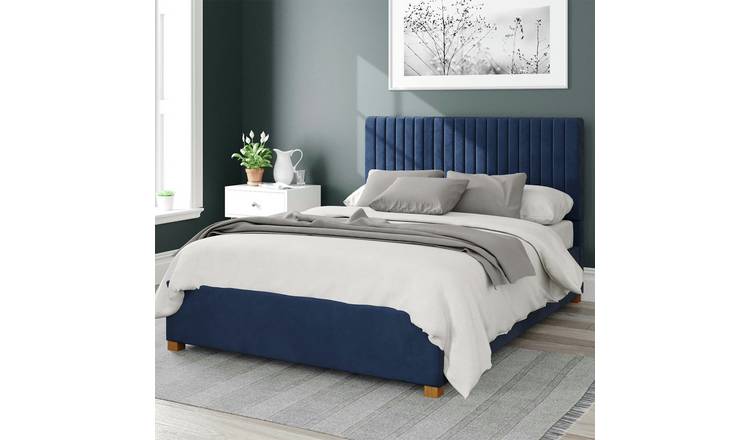 Aspire Grant velvet double Ottoman bedframe in navy - British product