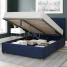 Aspire Grant velvet double Ottoman bedframe in navy - British product