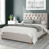 Aspire Olivier linen double ottoman bedframe in off white - British product
