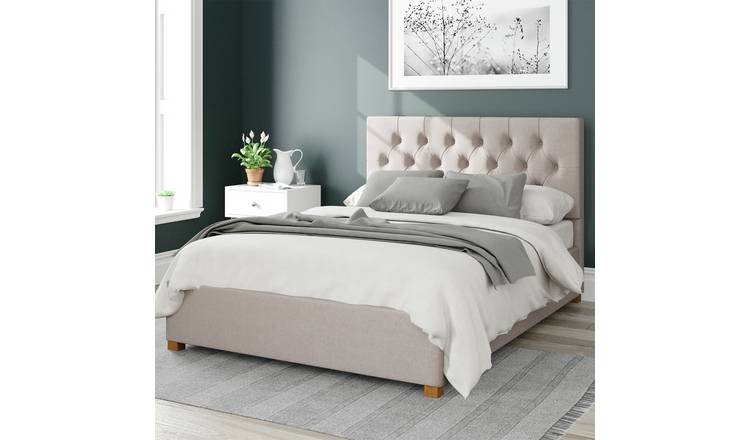 Aspire Olivier linen double ottoman bedframe in off white - British product