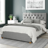 Aspire Olivier Linen Double Ottoman Bedframe in Grey - British product