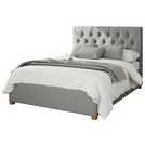 Aspire Olivier Linen Double Ottoman Bedframe in Grey - British product