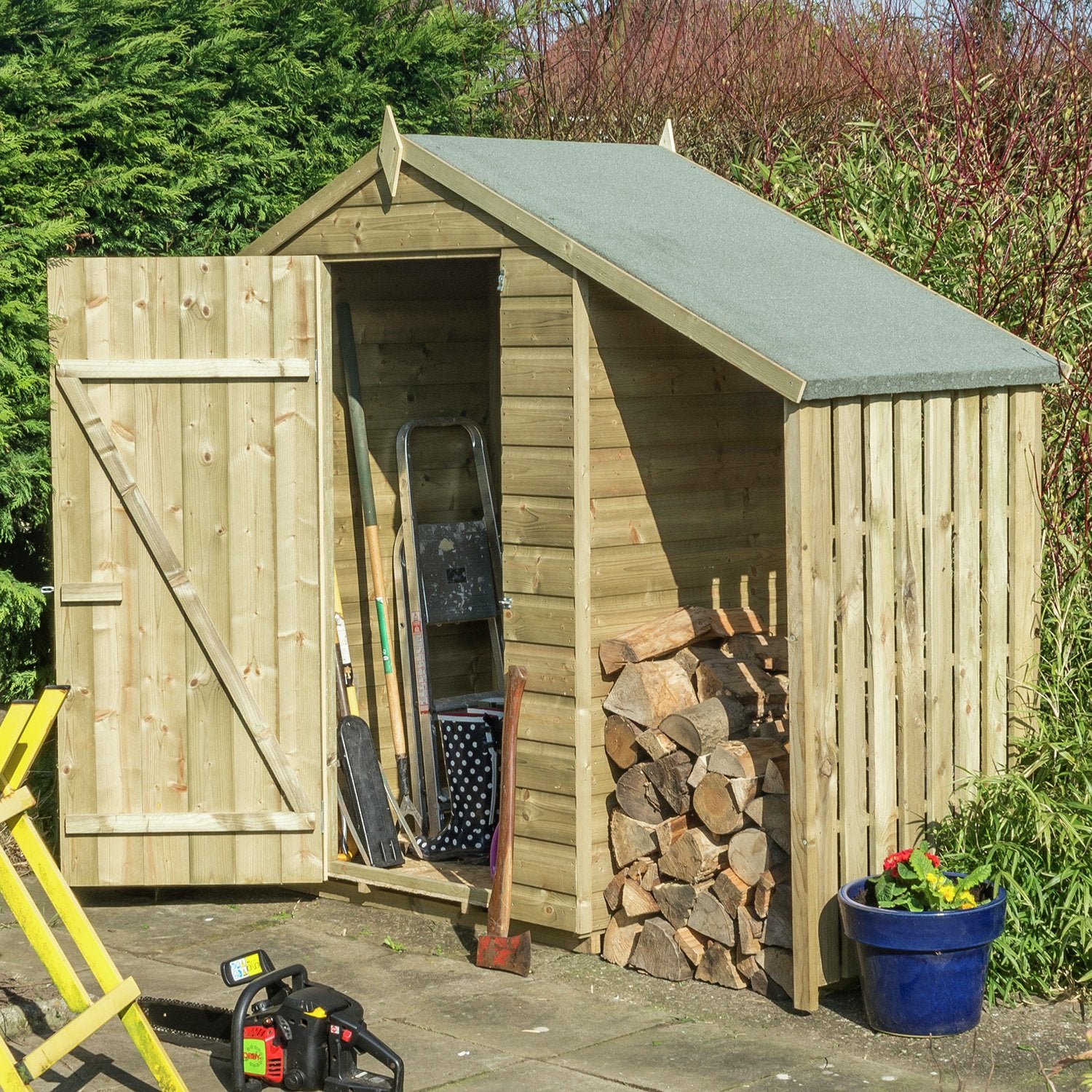 Rowlinson Shiplap Oxford Shed with Lean To 4x3ft, imported from the UK