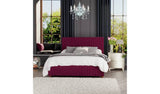 LLB Estella velvet ottoman bedframe in berry for superking size, UK version