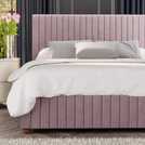 LLB Estella Velvet Small Double Ottoman Bedframe in Blush, UK version
