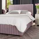 LLB Estella Velvet Small Double Ottoman Bedframe in Blush, UK version