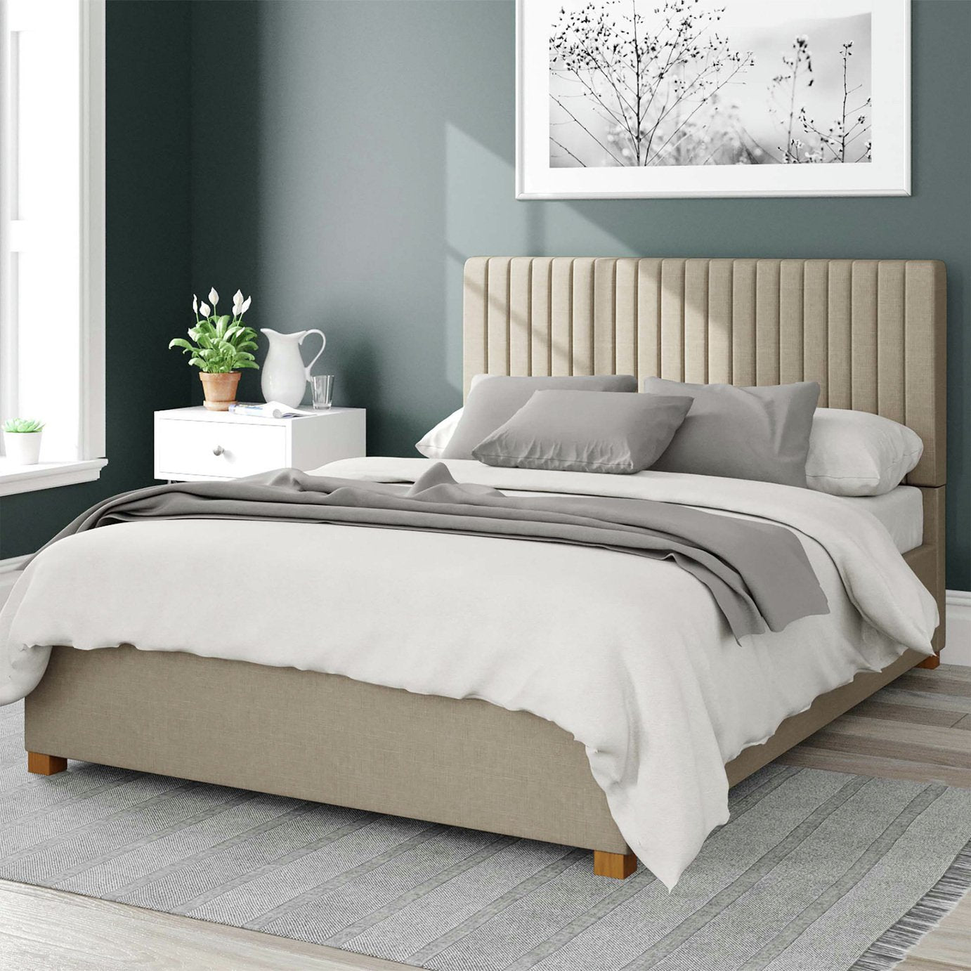 Aspire ottoman bedframe in Natural kingsize - British product