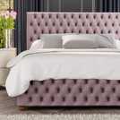 LLB Seren Velvet Superking Ottoman Bedframe in Blush, UK version