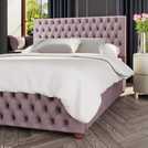 LLB Seren Velvet Superking Ottoman Bedframe in Blush, UK version