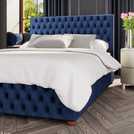 LLB Seren Velvet Double Ottoman Bedframe in Navy, UK version