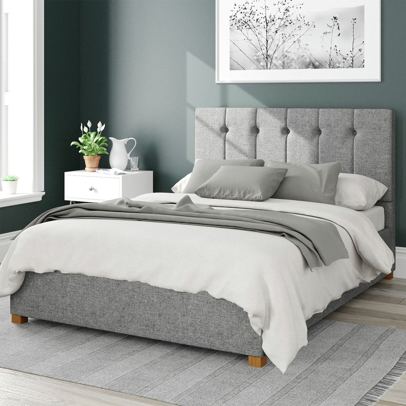 Aspire Hepburn Twill Grey Ottoman Bedframe Kingsize - British product