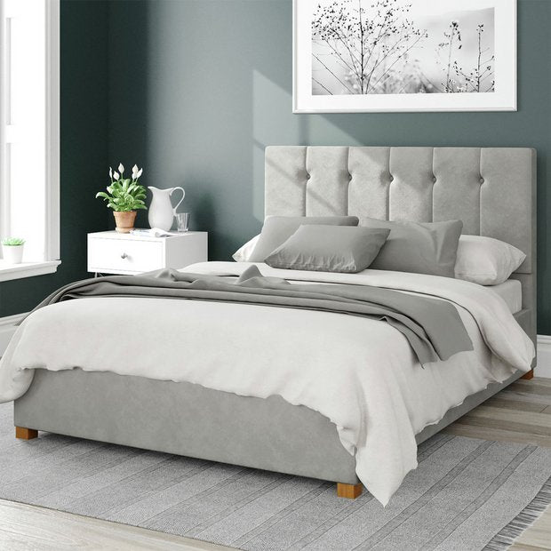 Aspire Double Ottoman Bedframe in Light Silver - British product