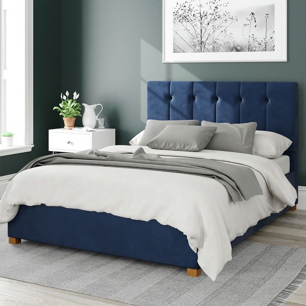 Aspire Hepburn Velvet Kingsize Ottoman Bed Frame in Navy - British product
