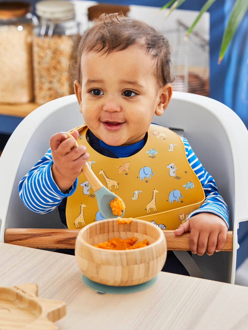 JoJo Maman Bébé bamboo suction bowl and spoon set, UK version
