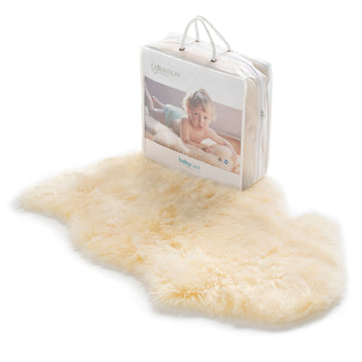 Bowron Lambskin Longwool Baby Rug Neutral Comforter 80 x 55 cm