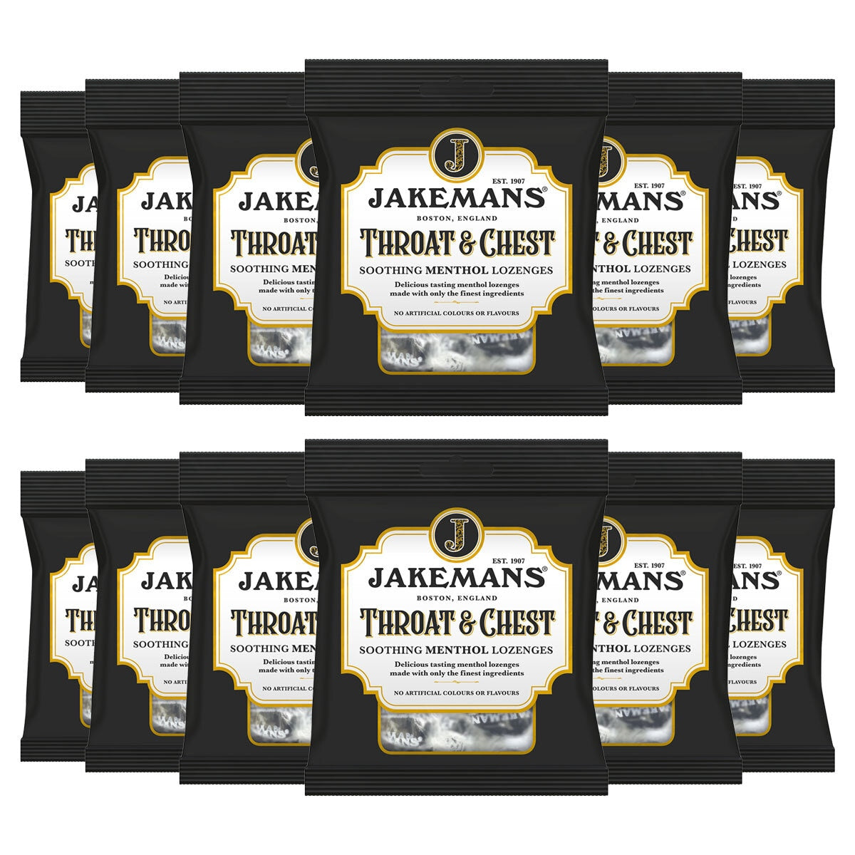 Jakemans Throat & Chest Lozenges Menthol 12 x 73g, UK version