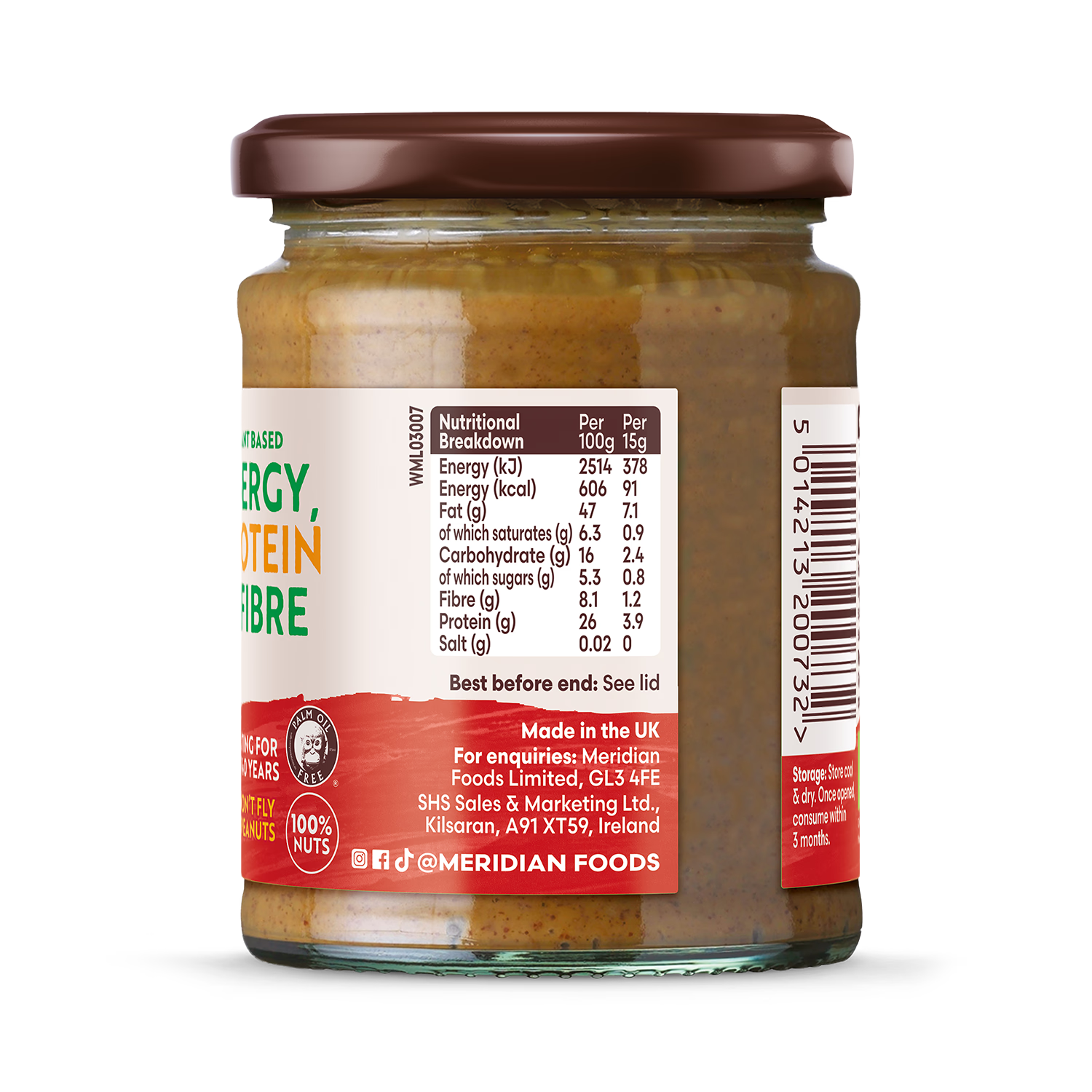 Meridian Organic Crunchy Peanut Butter 280g