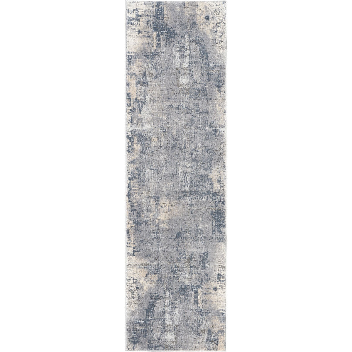 Nourison faded blue runner rug with rustic textures 66x236cm, imported from the UK