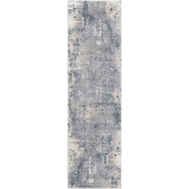 Nourison faded blue runner rug with rustic textures 66x236cm, imported from the UK