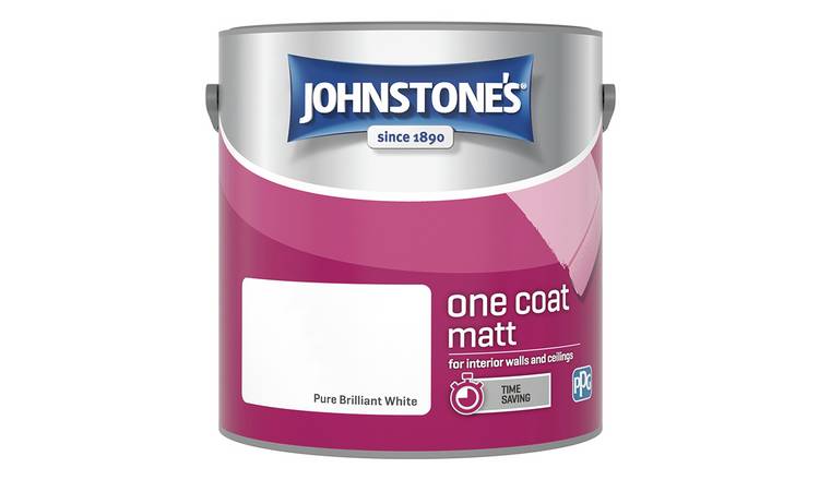 Johnstone's Brilliant White matt paint 2.5L, UK version
