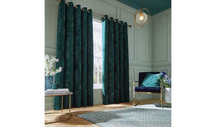 Hyperion Selene Chenille Curtains Teal 229X229cm, UK version