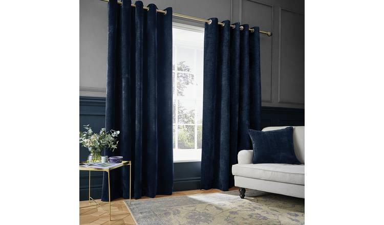 Hyperion Selene Chenille Curtains Navy 229x183cm, UK version