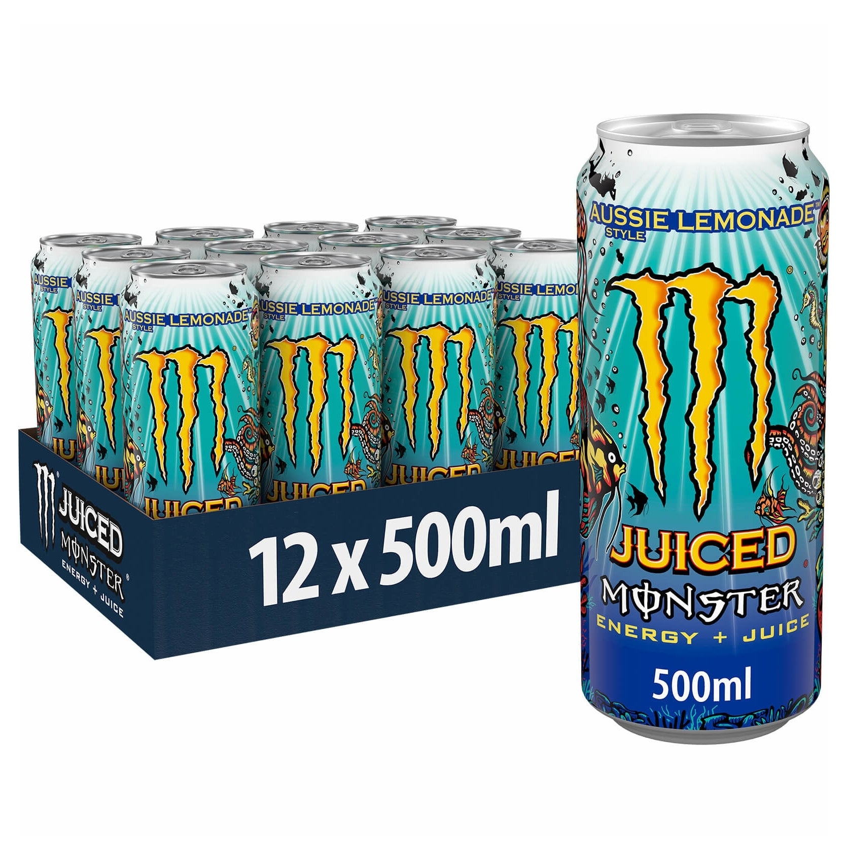 Monster Energy Drink Aussie Lemonade 12 x 500ml, imported from the UK